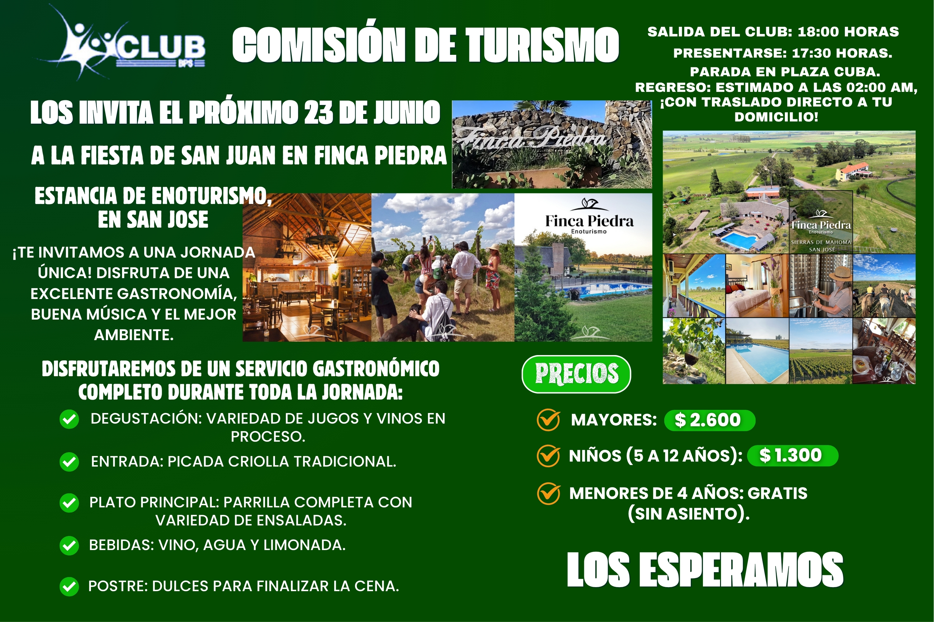 COMISIÓN DE TURISMO LOS INVITA EL PRÓXIMO 23 DE JUNIO A LA FIESTA DE SAN JUAN EN FINCA PIEDRA 