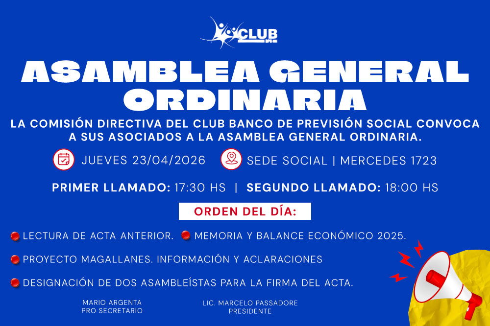 ASAMBLEA GENERAL ORDINARIA JUEVES 23 DE ABRIL DE 2026